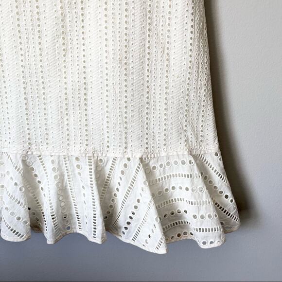 Banana Republic White Eyelet Ruffle Trim Dress Size 0  NWT - Picture 11 of 13